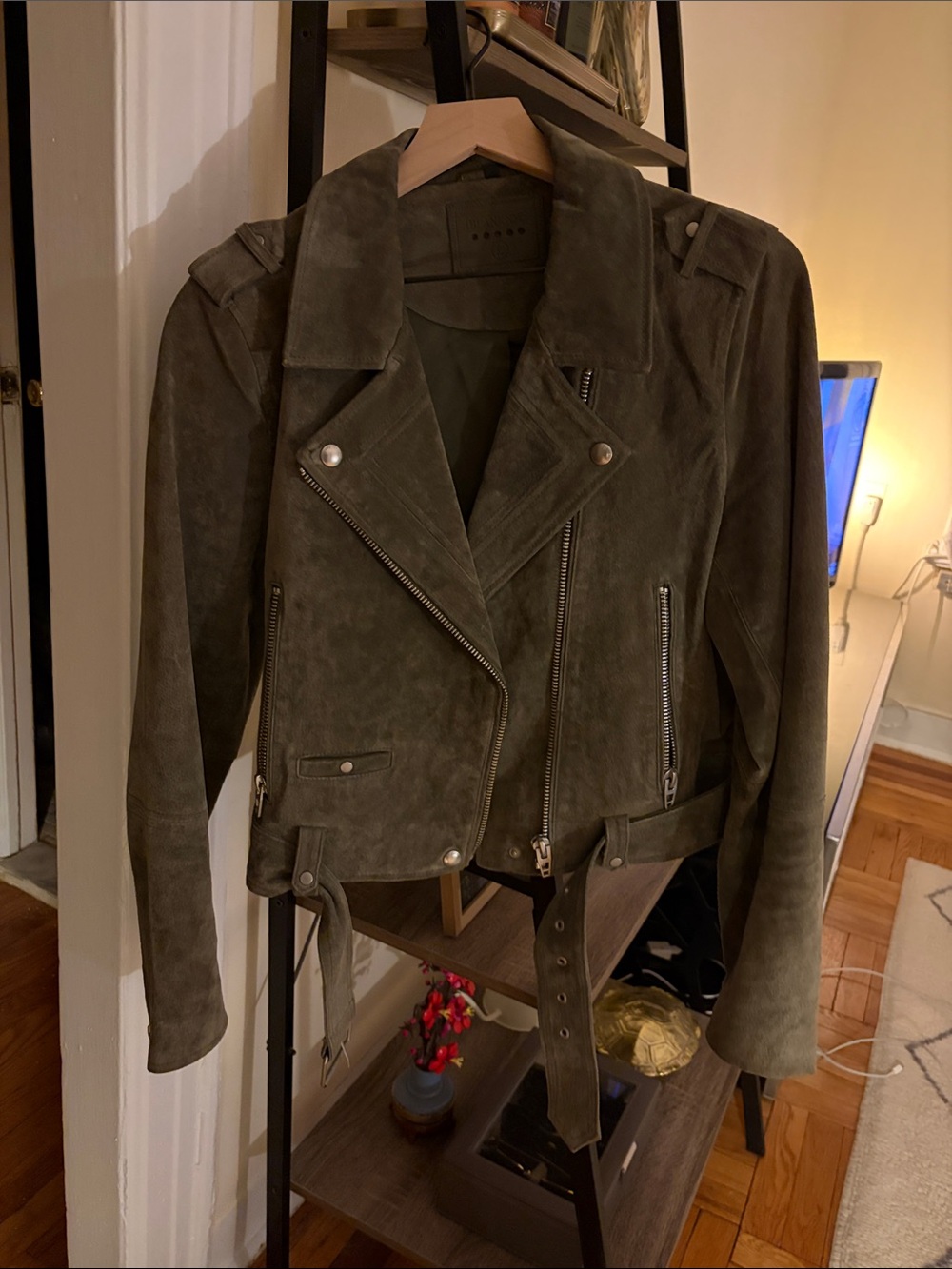 Blank NYC Green Suede Moto Jacket